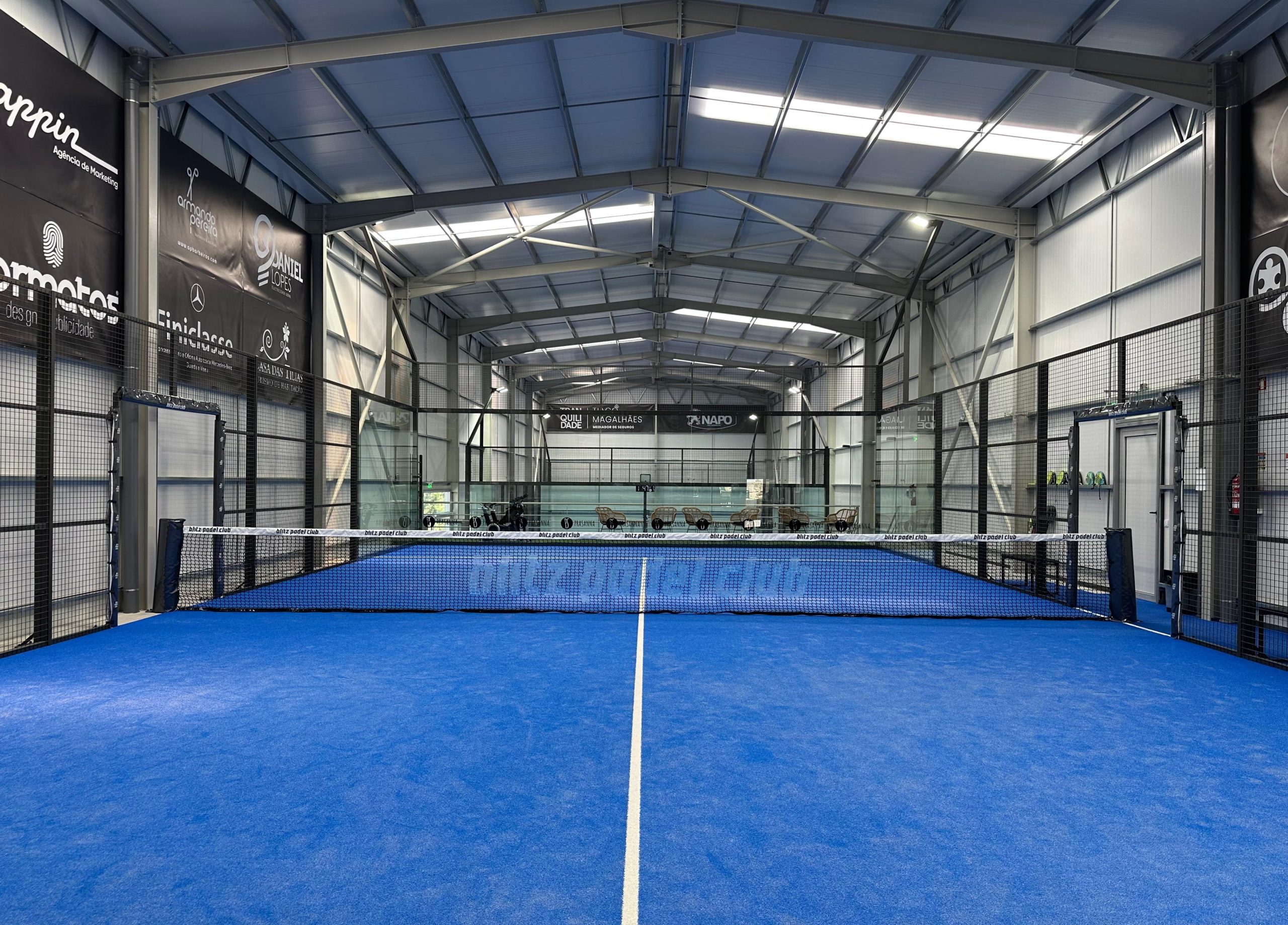 Indoor court at Blitz Padel Club, directly opposite Villa Sentia
